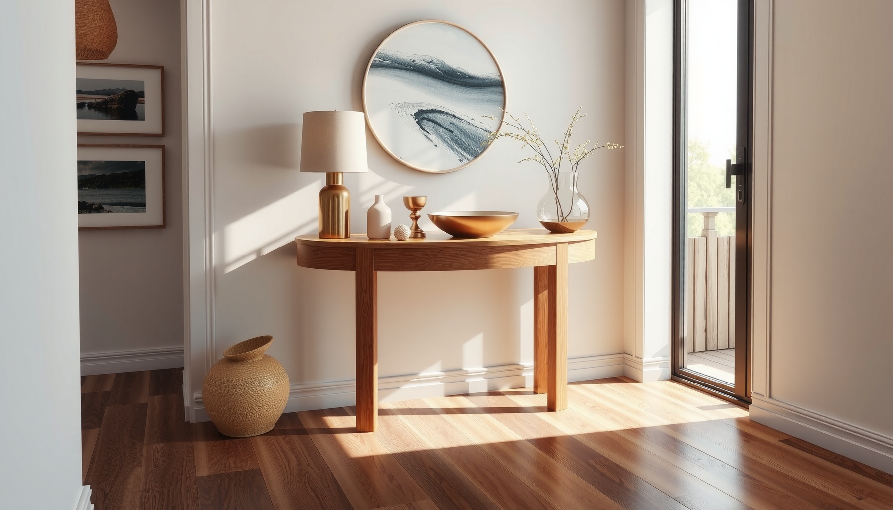 Wholesale Mini Curved Oak Console Table Elevates Style
