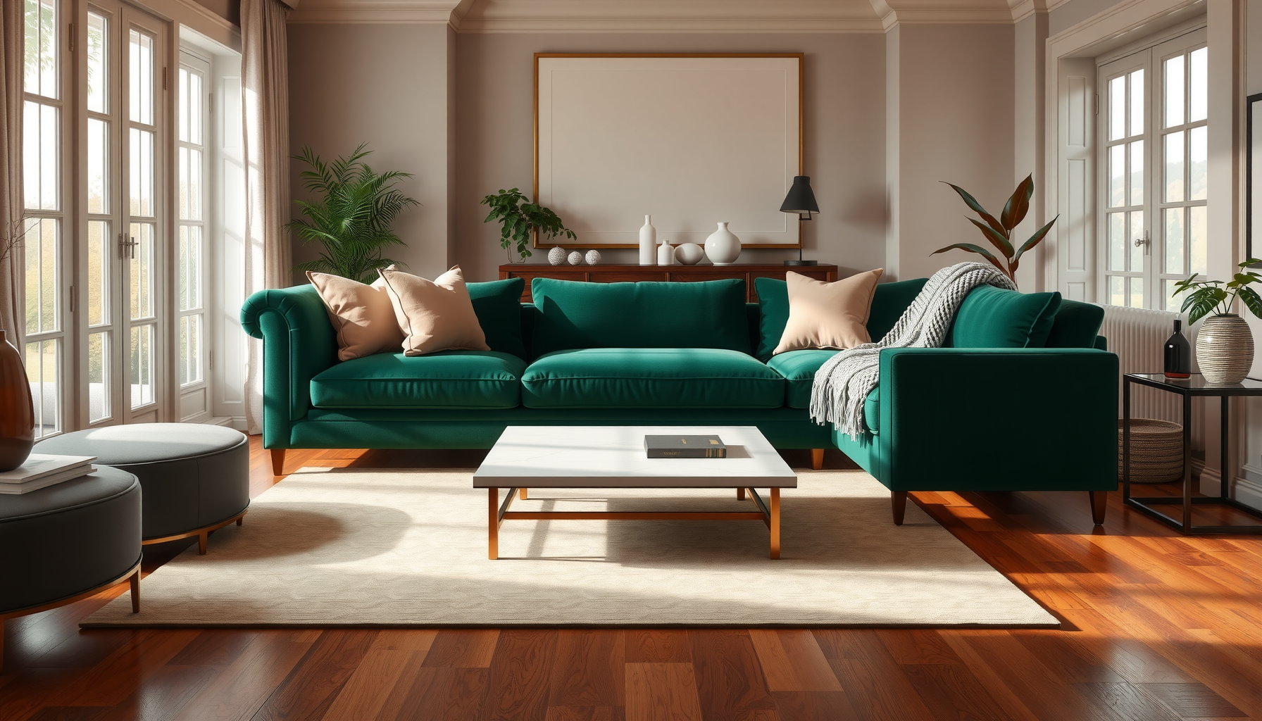 Emerald Green Velvet Sofa Elevates Your Living Space