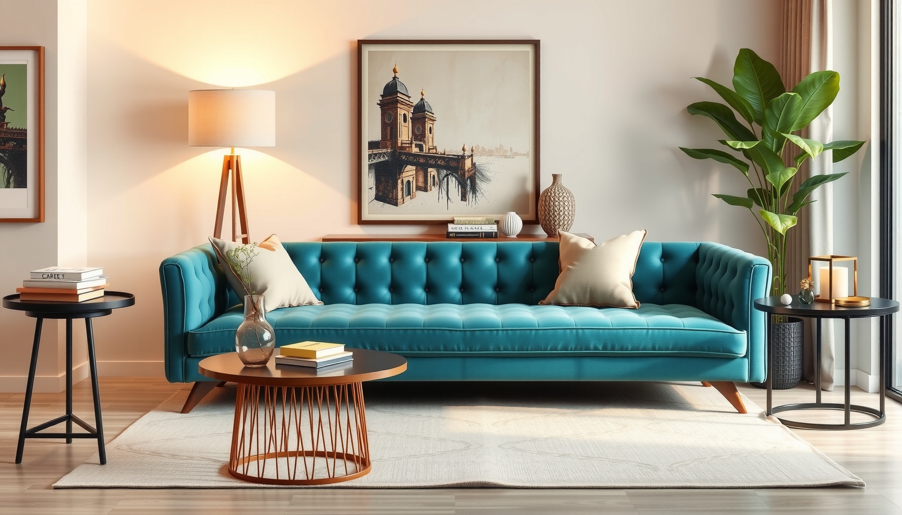 Wholesale Aqua Cotton Velvet Curved Bench Enhances Style