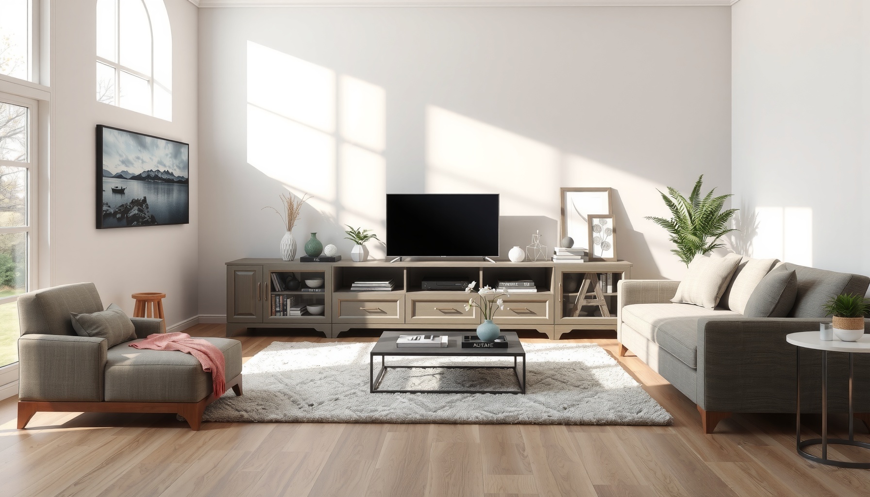 Grey Painted Media Unit Elevates Your Living Space