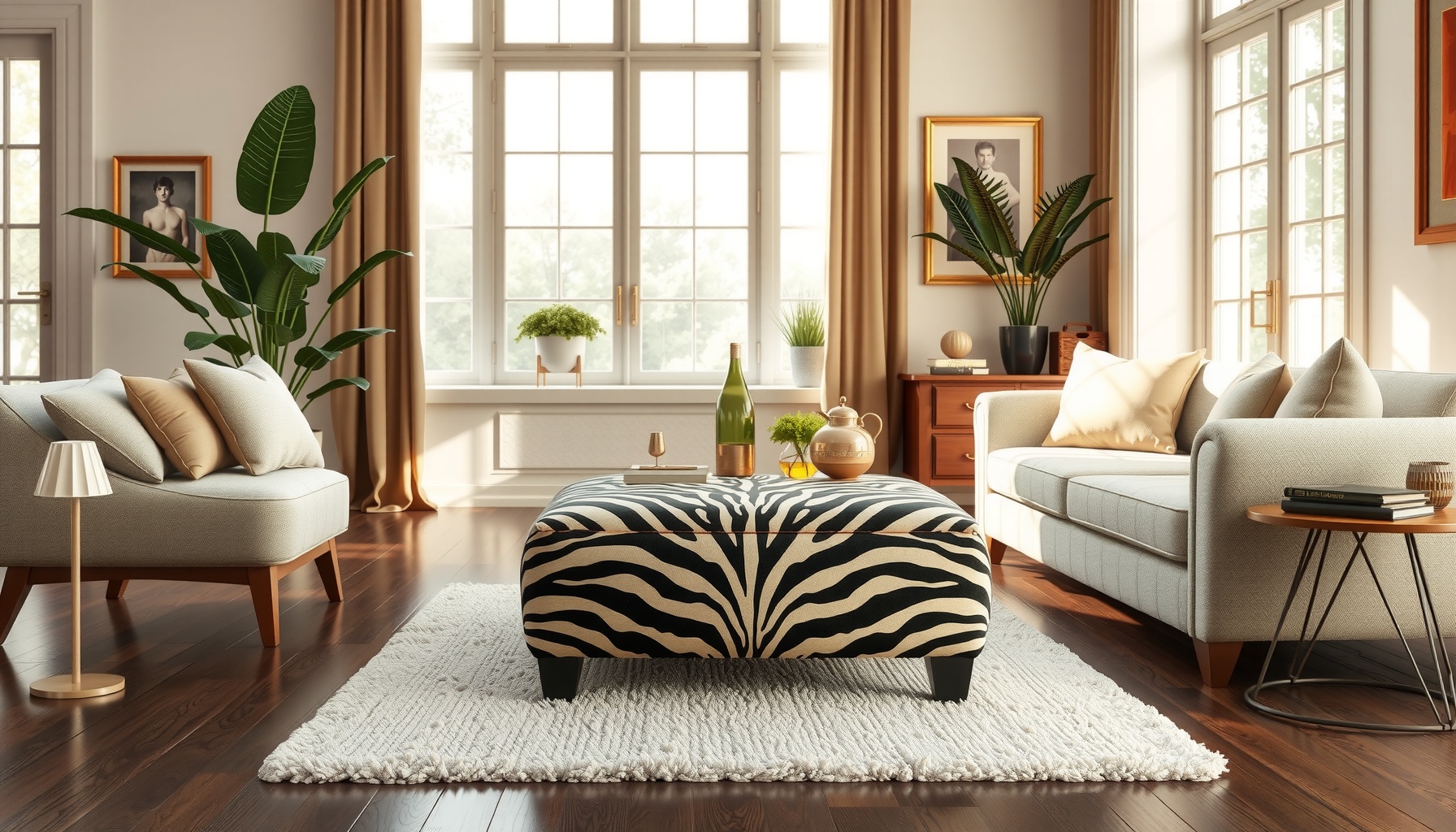Zebra Print Footstool Enhances Your Home Decor Elegance