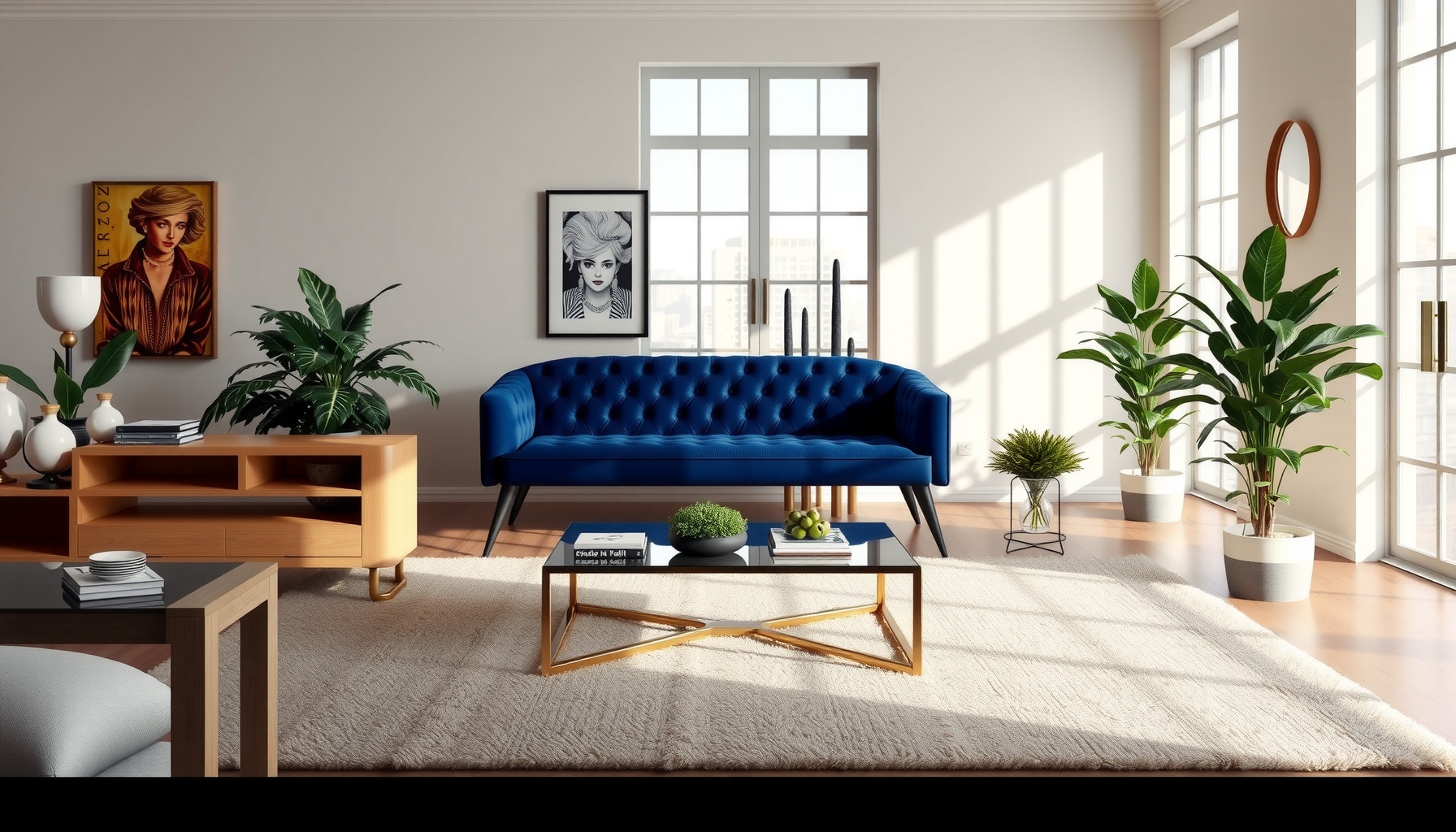 Royal Blue Velvet Bench Elevates Your Living Space