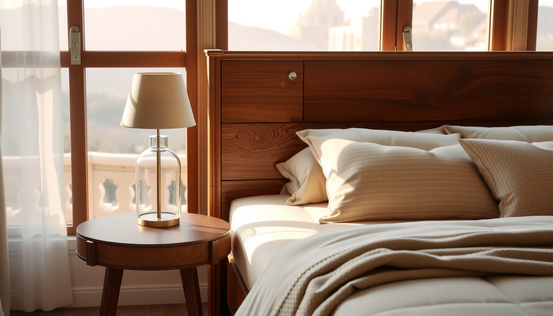 Wholesale Chestnut Crescent Bedside Table Enhances Style