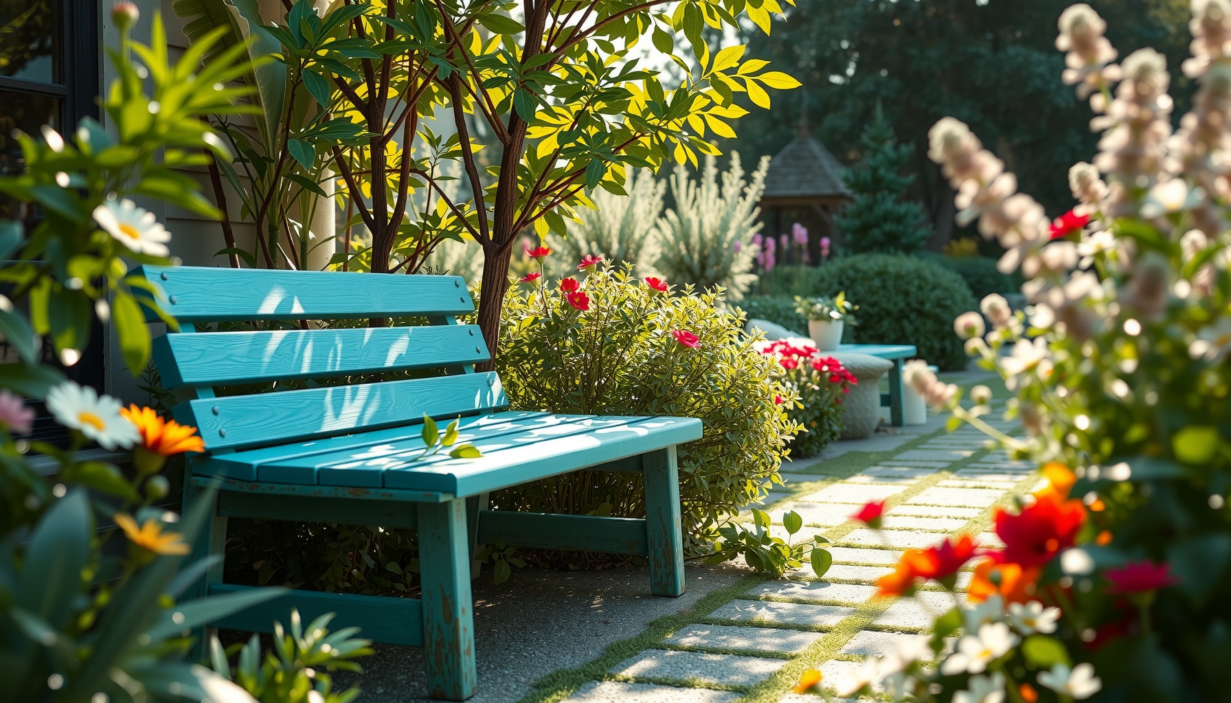 Nordic Style Turquoise Bench Enhances Any Space