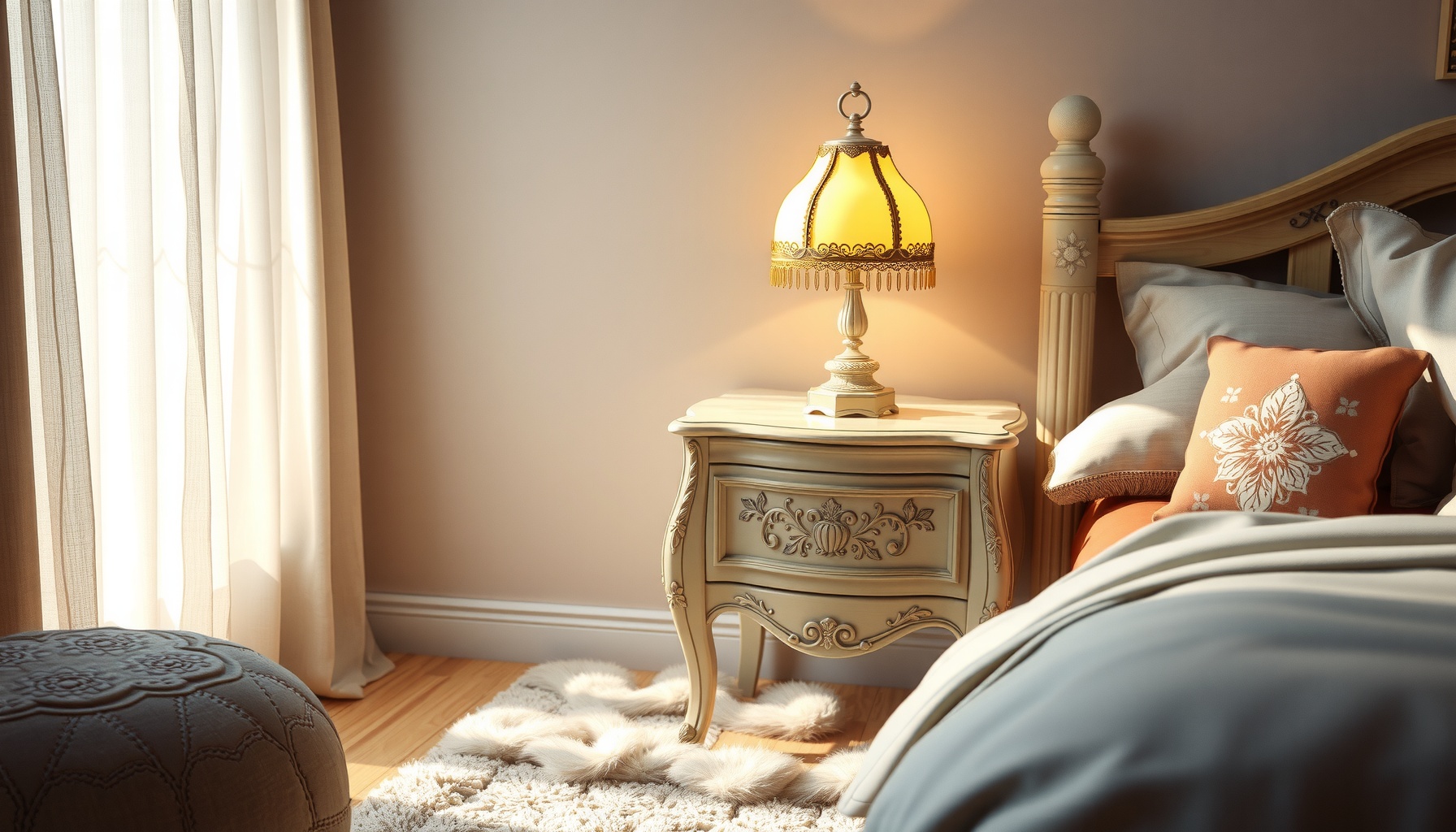 Handpainted Bedside Table Adds Charm To Your Space