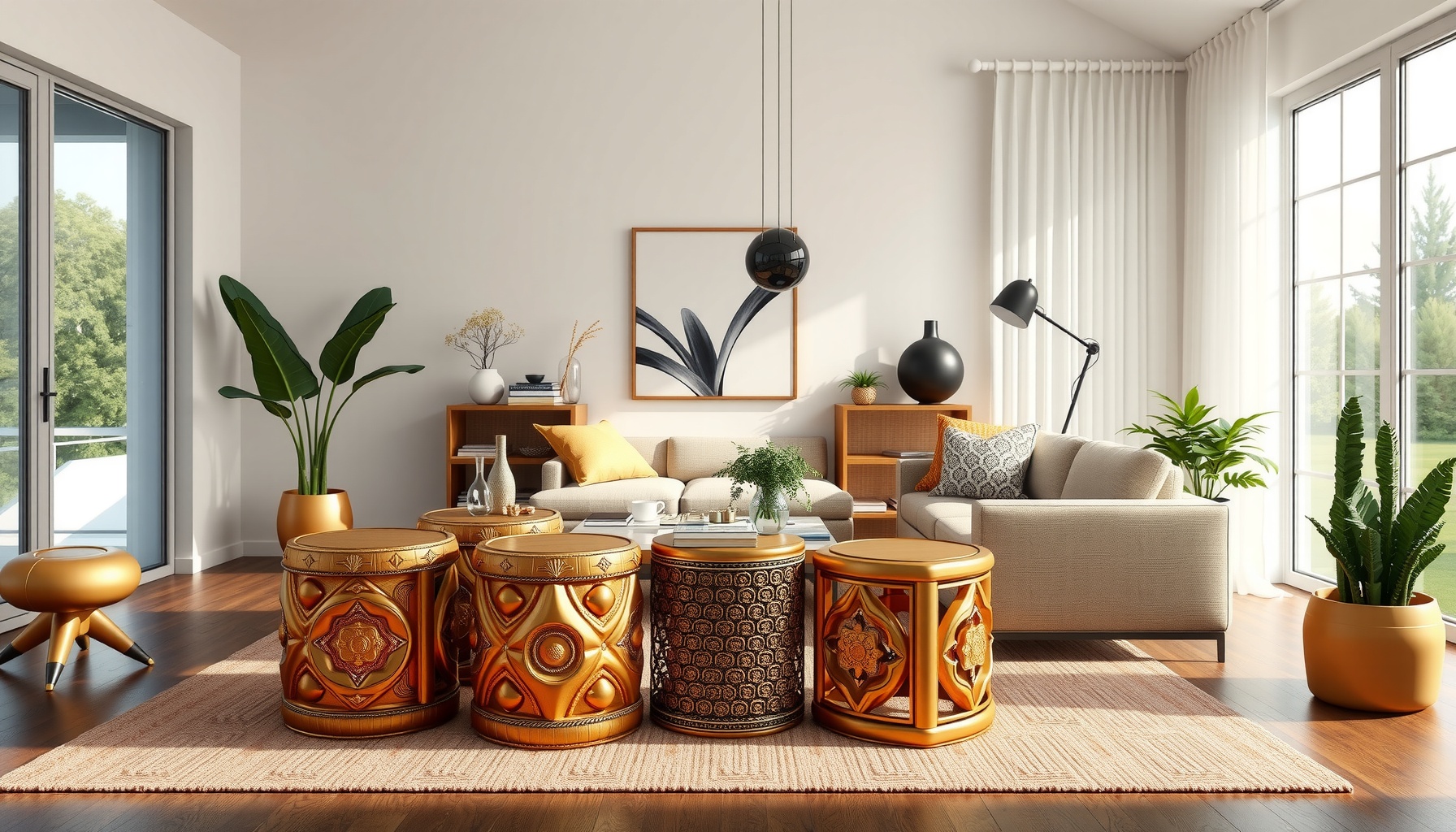 Wholesale Golden Stool Set Elevates Any Space