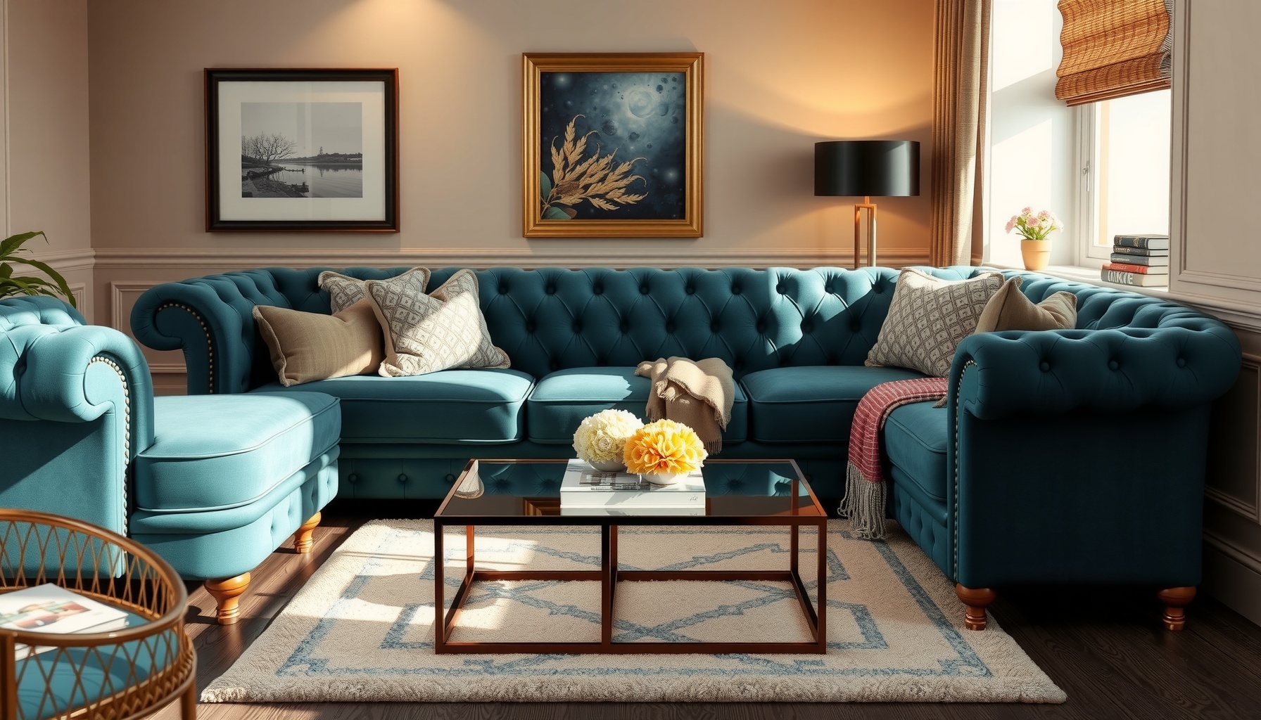 Teal Chesterfield Sofa Enhances Any Living Space