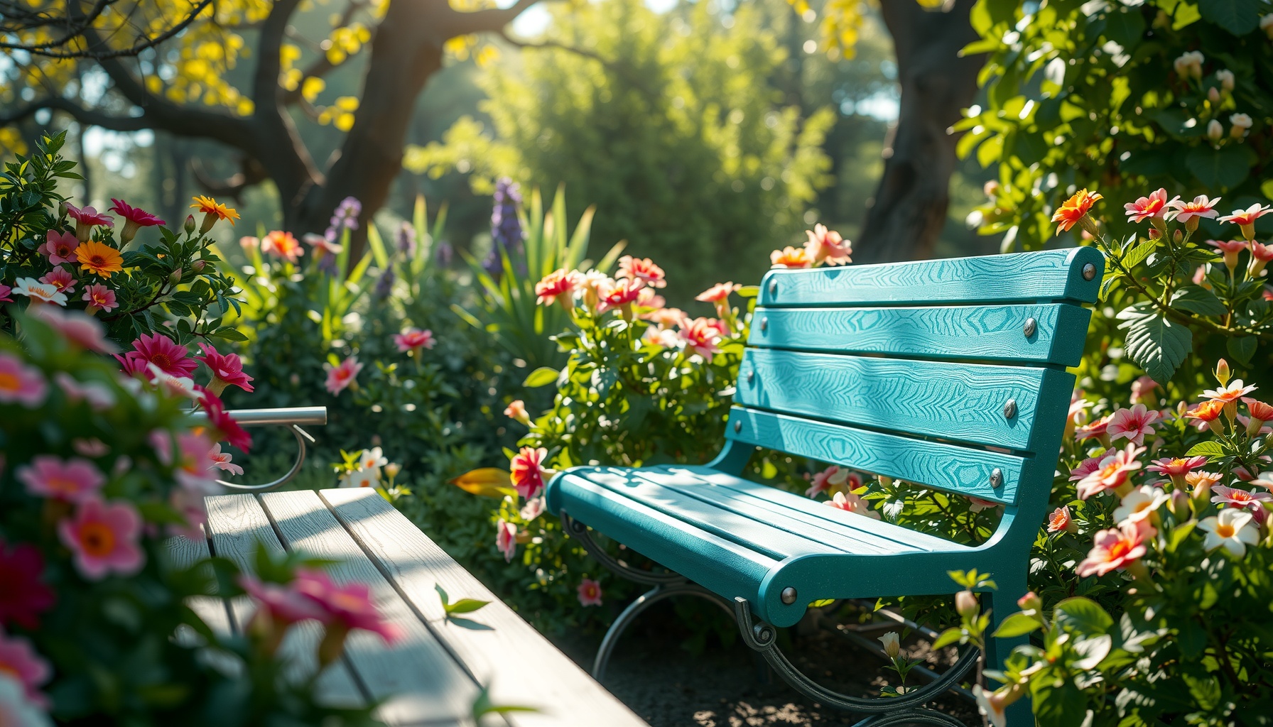 Turquoise Bench Transforms Your Outdoor Space Elegantly