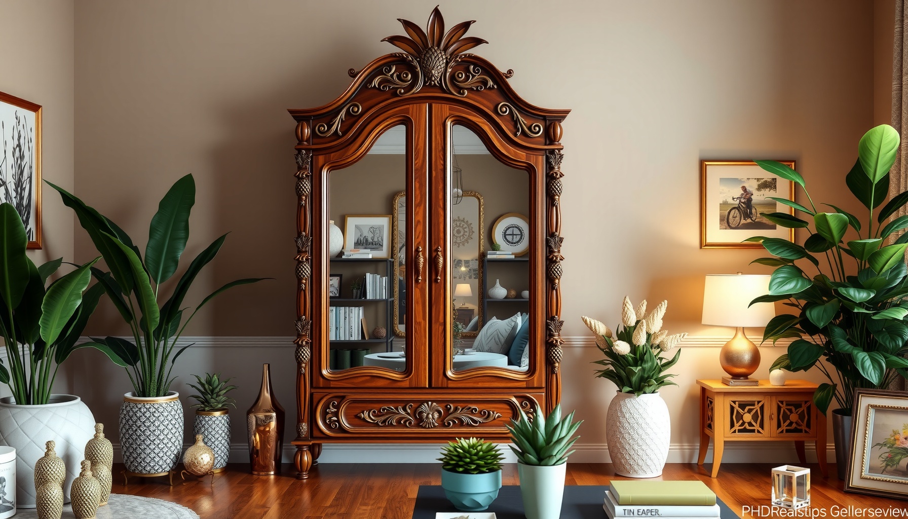 Wholesale Pineapple Carved Mirror Cabinet Elevates Decor