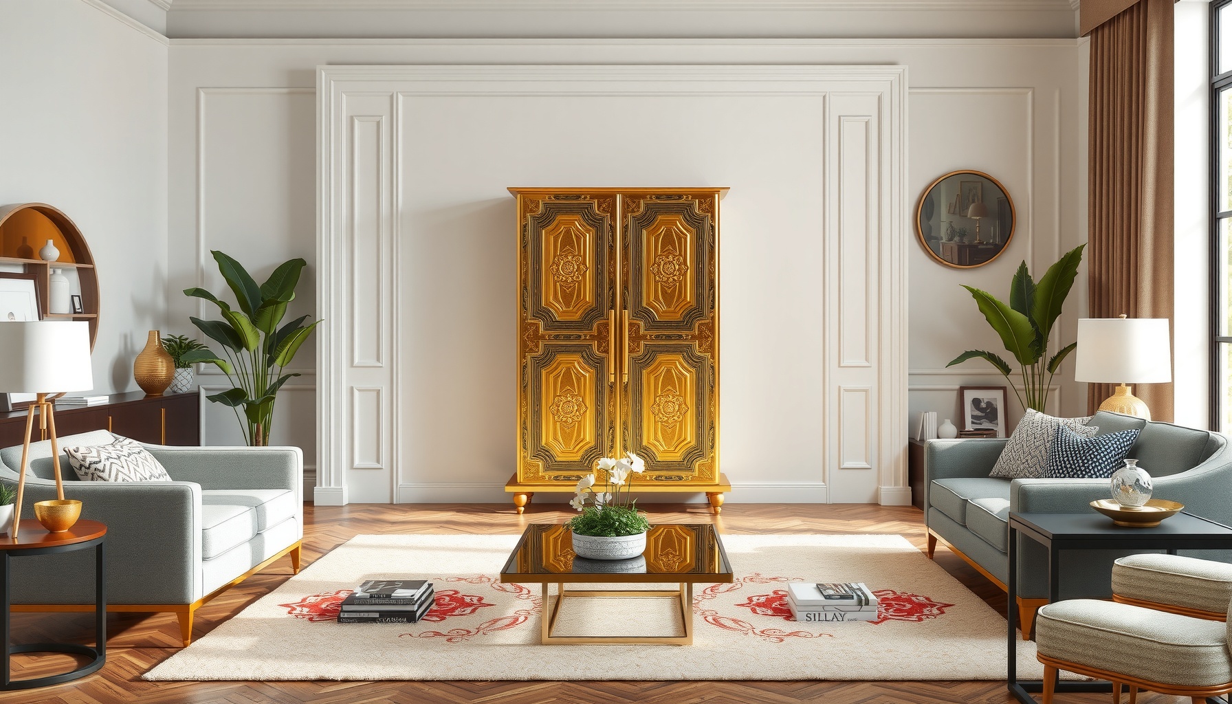 Wholesale Manila Gold Cabinet Elevates Modern Interiors