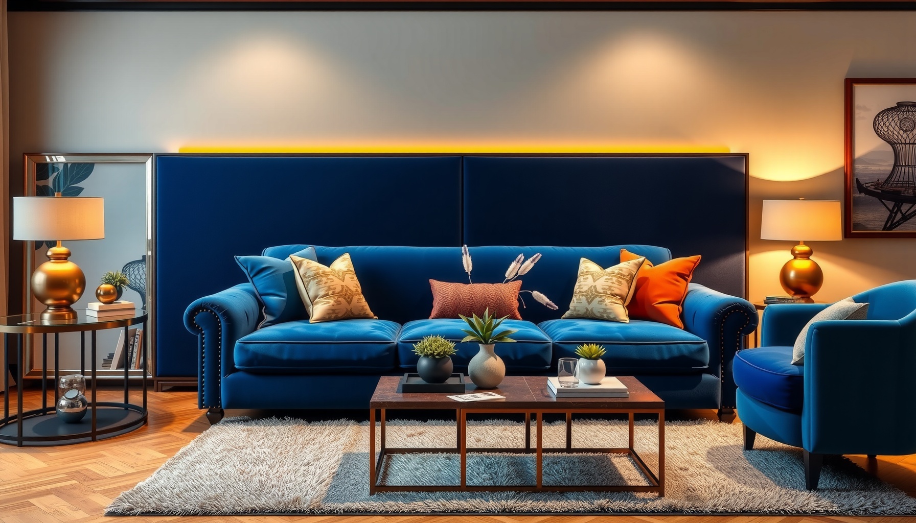 Royal Blue Velvet Sofa Transforms Your Living Space