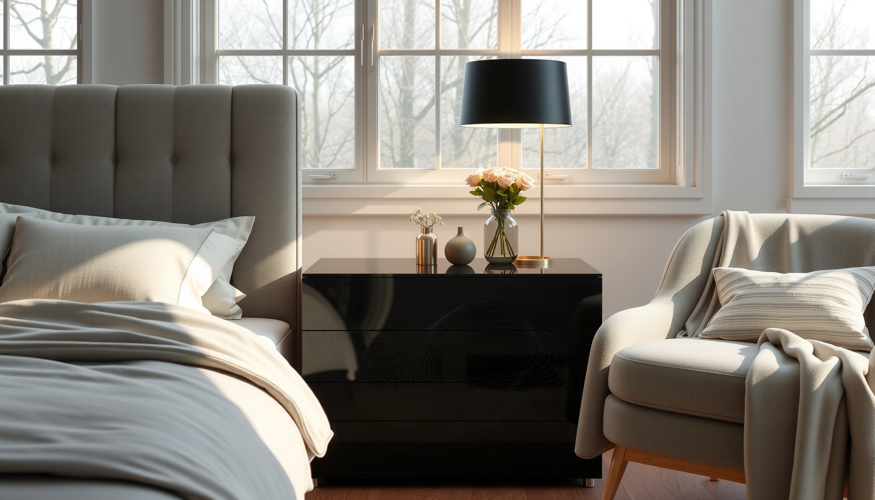Wholesale Black Bedside Table Enhances Modern Decor