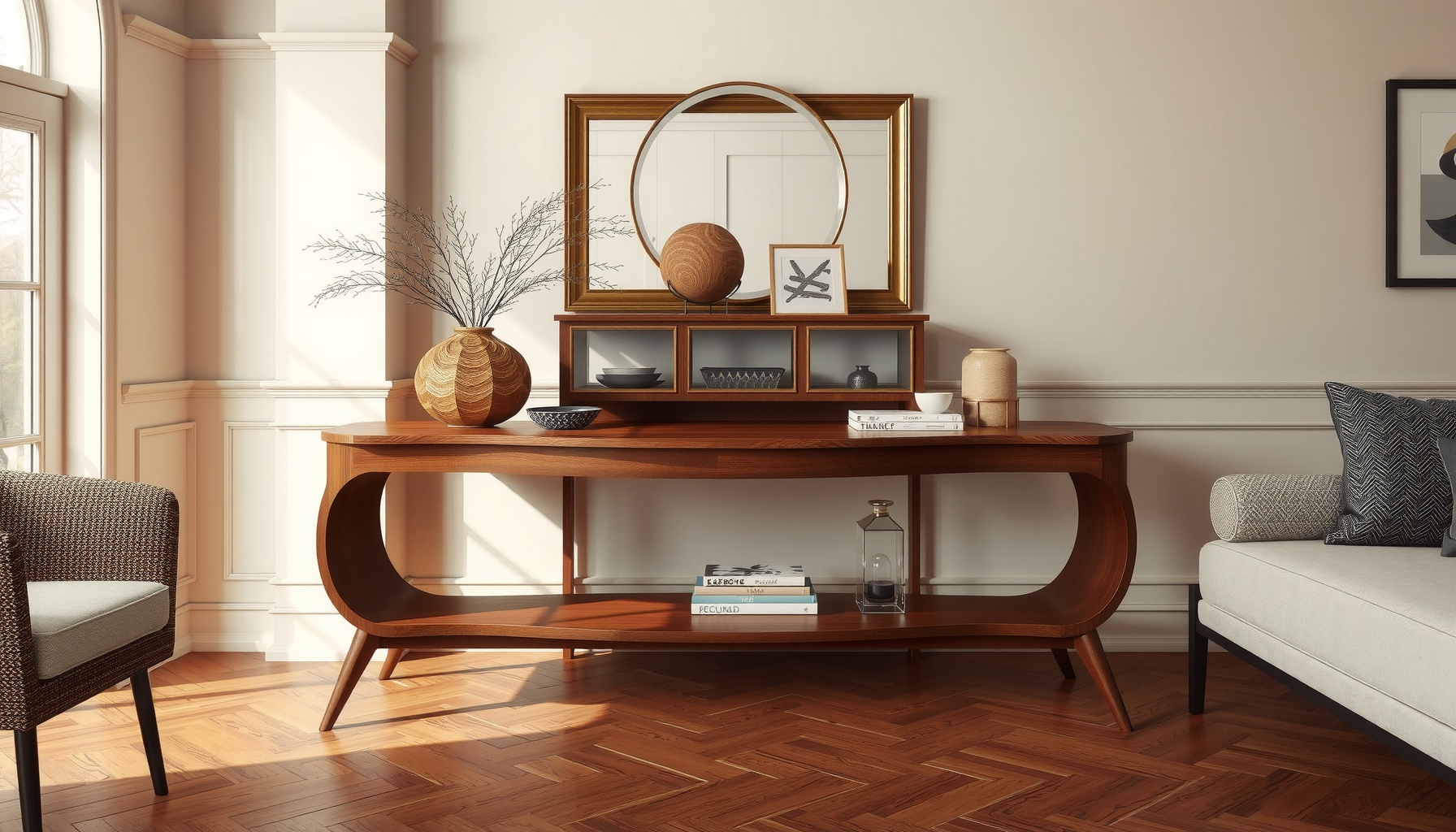 Wholesale Curved Chestnut Console Table For Every Home