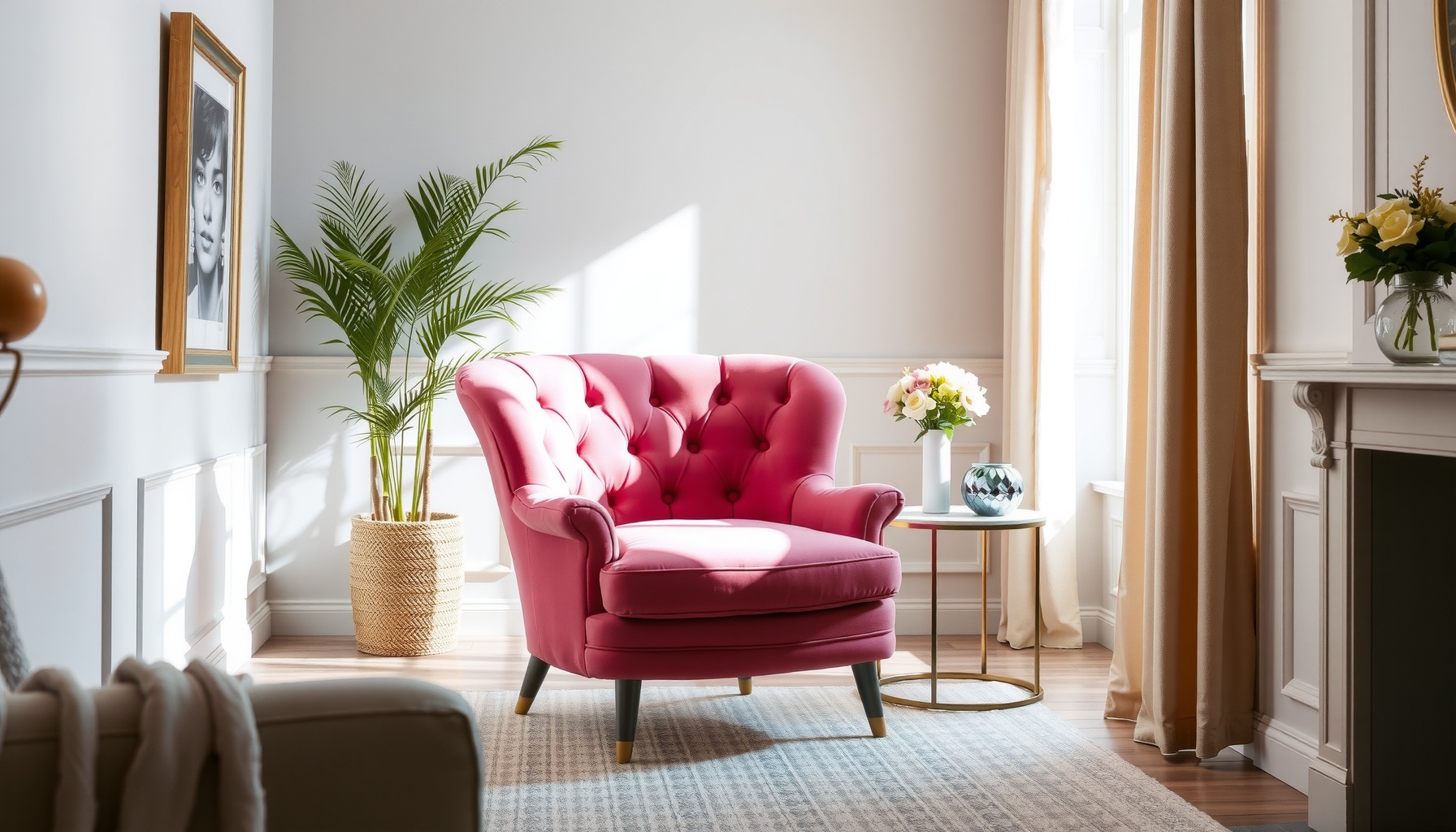 Pink Velvet Accent Chair Transforms Any Space Beautifully