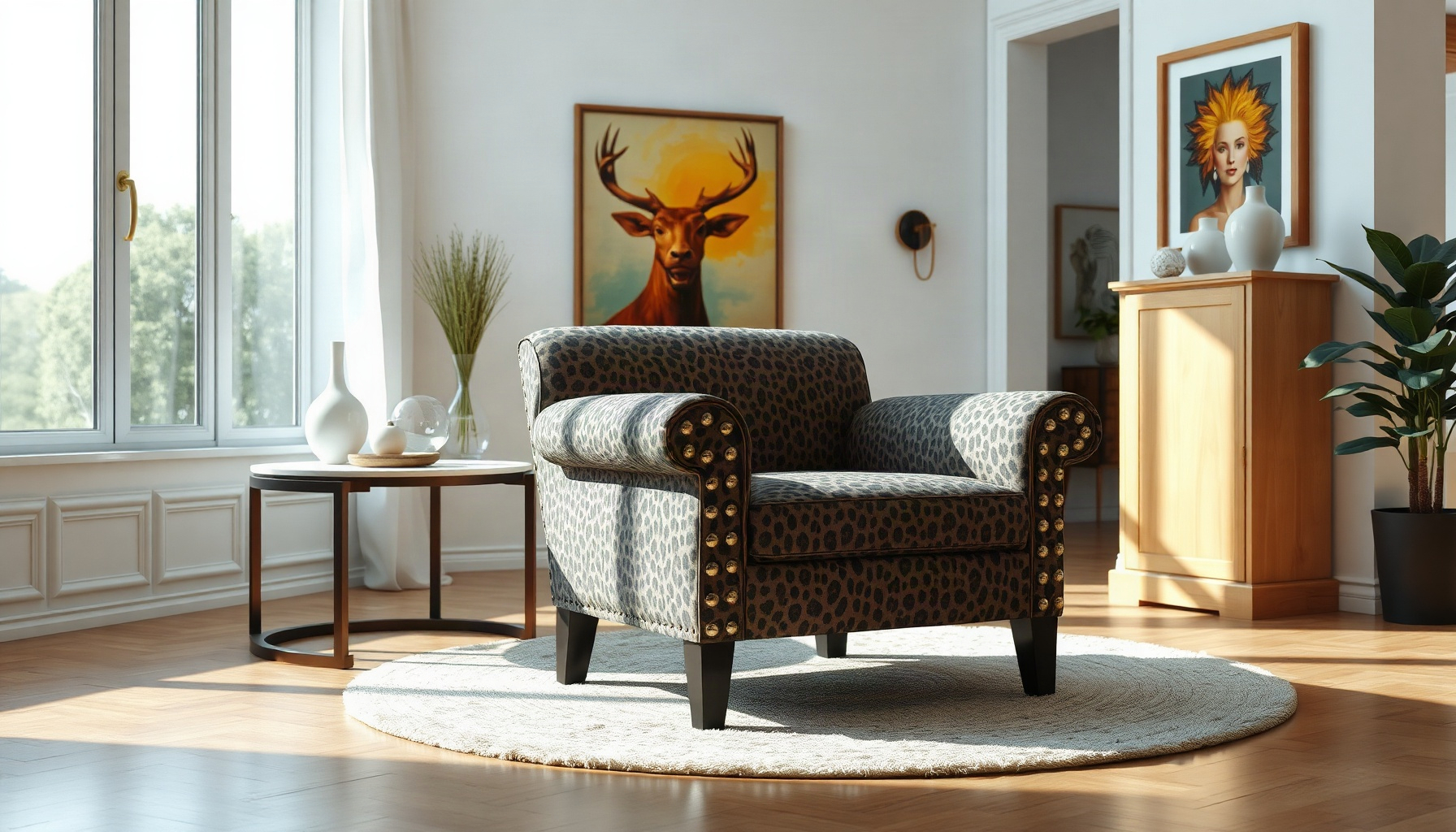 Leopard Print Studded Chair Adds Bold Style To Decor